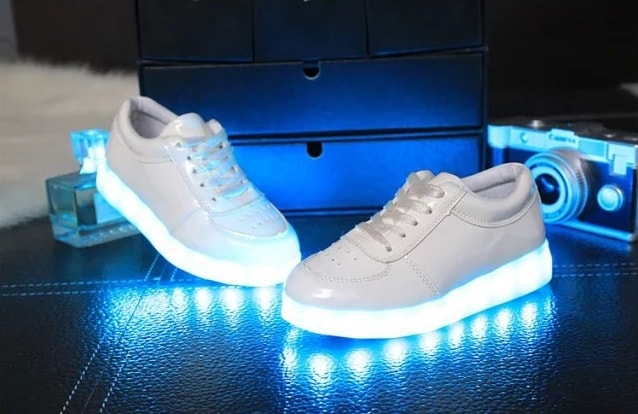 White Shiny Colorful LED Shoes - Kids