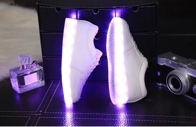 White Shiny Colorful LED Shoes - Kids