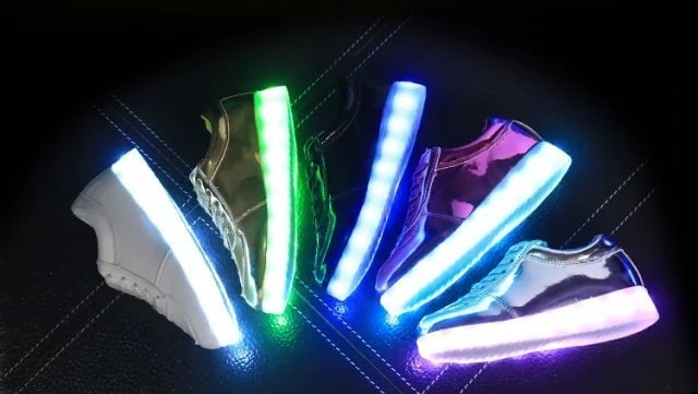 White Shiny Colorful LED Shoes - Kids