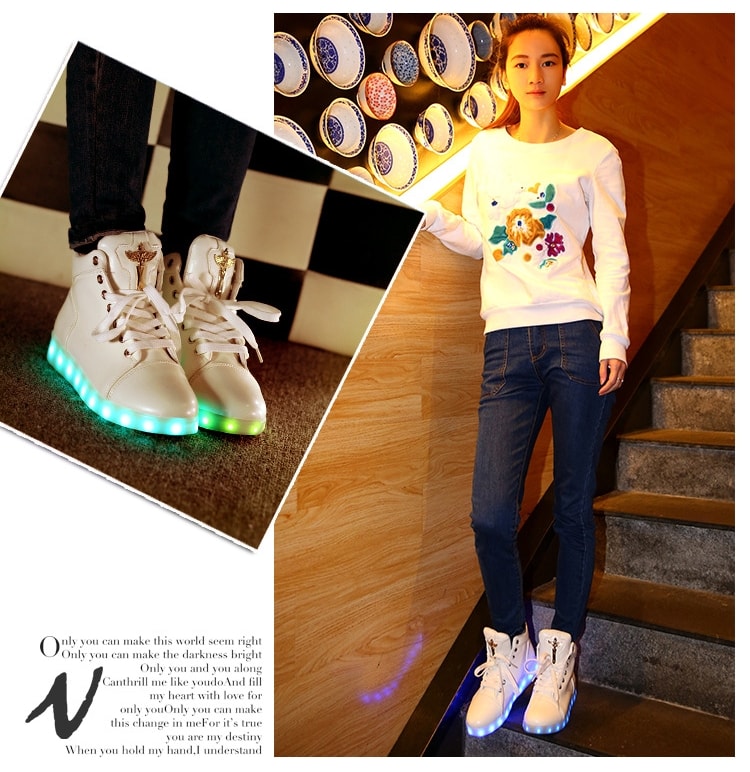 White Stripe Luminous LED Shoes - Unisex Adult