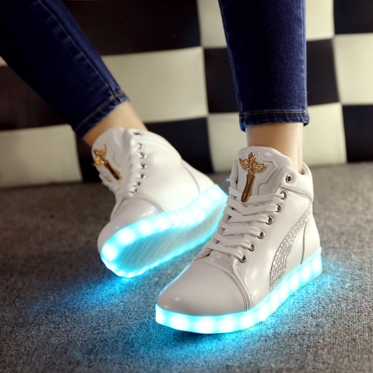 White Stripe Luminous LED Shoes - Unisex Adult