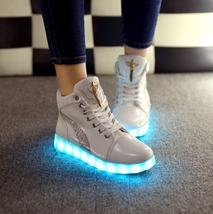 White Stripe Luminous LED Shoes - Unisex Adult