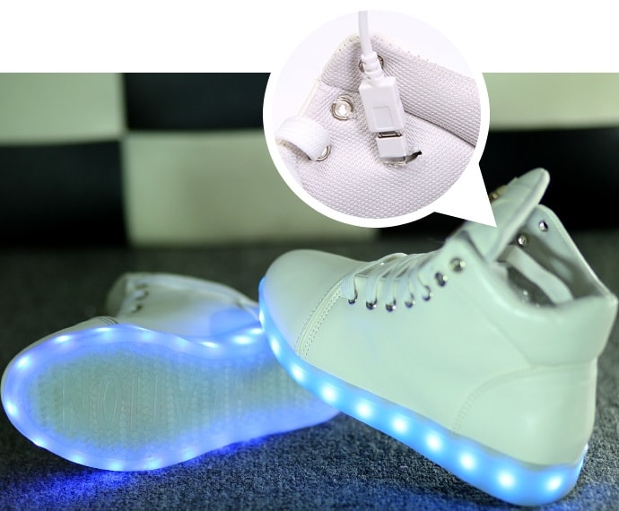 White Stripe Luminous LED Shoes - Unisex Adult