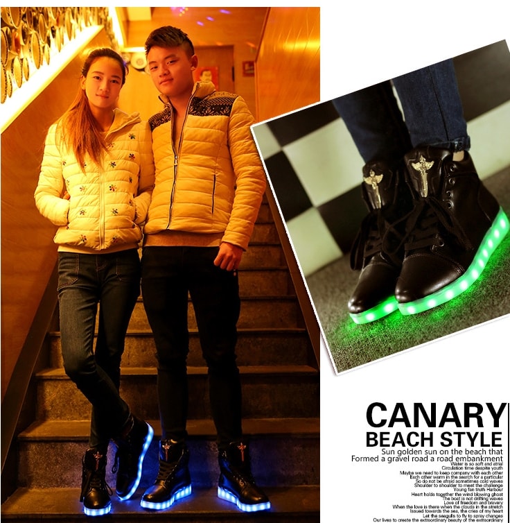 Black Stripe Luminous LED Shoes - Unisex Adult