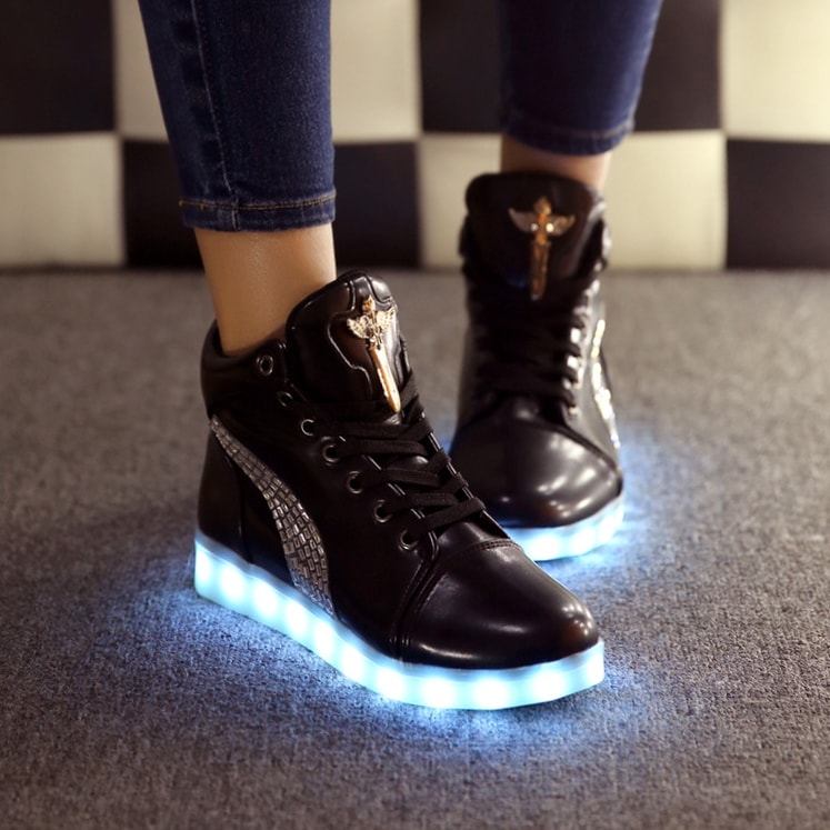 Black Stripe Luminous LED Shoes - Unisex Adult