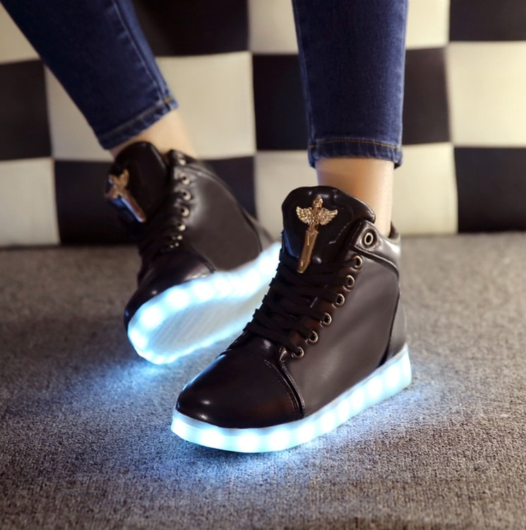 Black Luminous LED Shoes - Unisex Adult