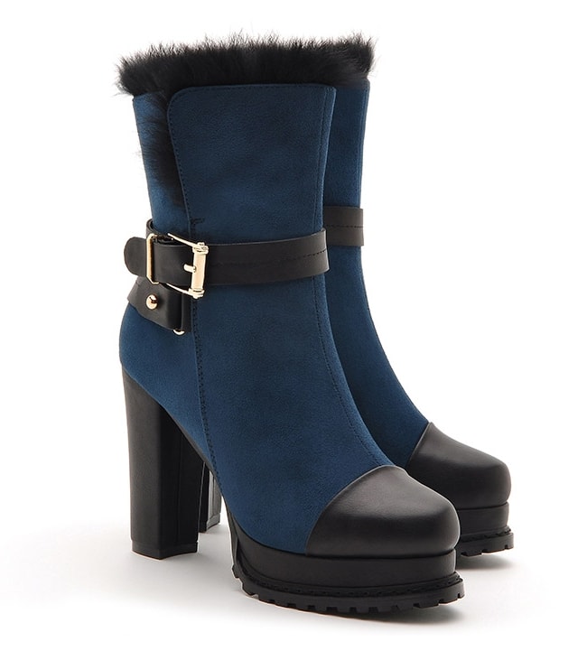 Blue Fur Boots Moolecole Original