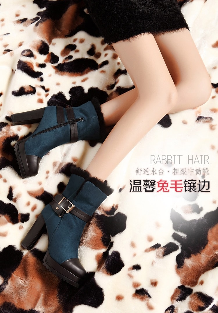 Blue Fur Boots Moolecole Original