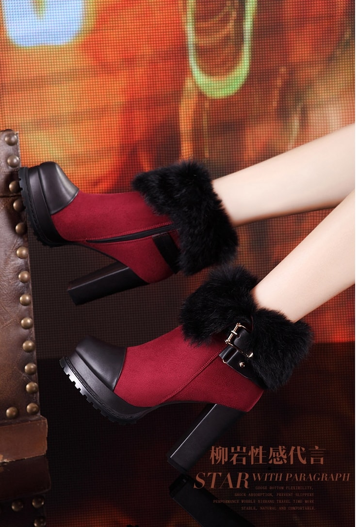 Red Fur Boots Moolecole Original