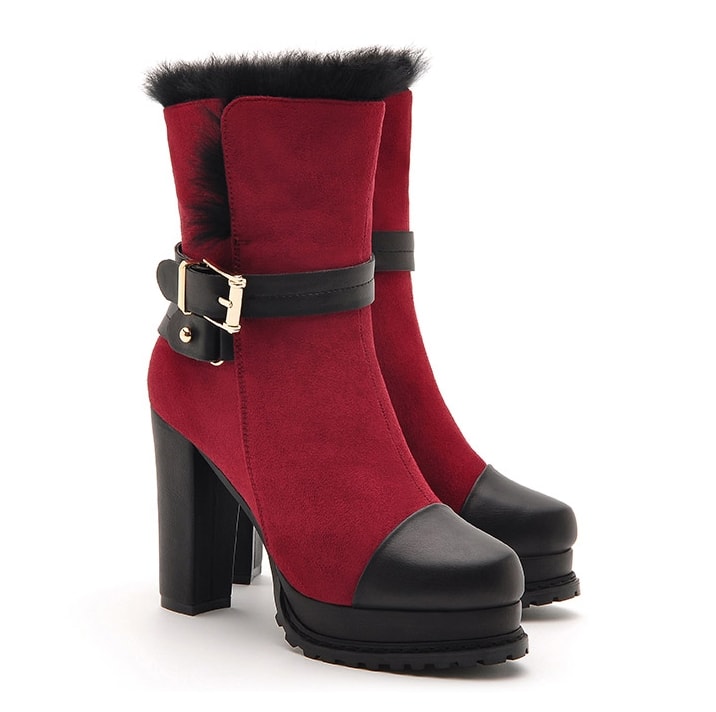 Red Fur Boots Moolecole Original