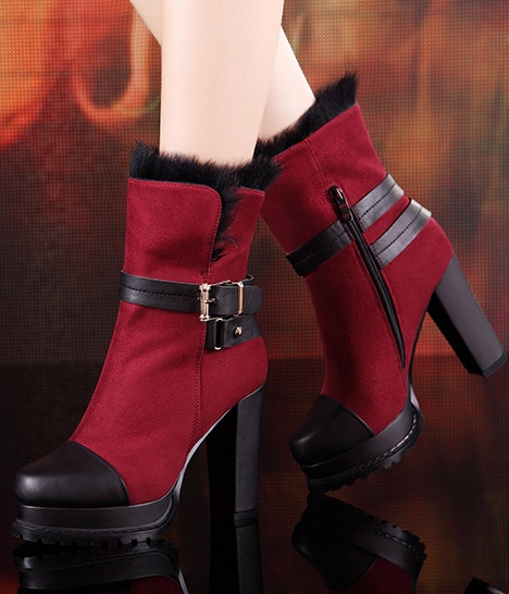 Red Fur Boots Moolecole Original