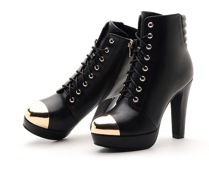 Black Ankle High Heel Boots Moolecole