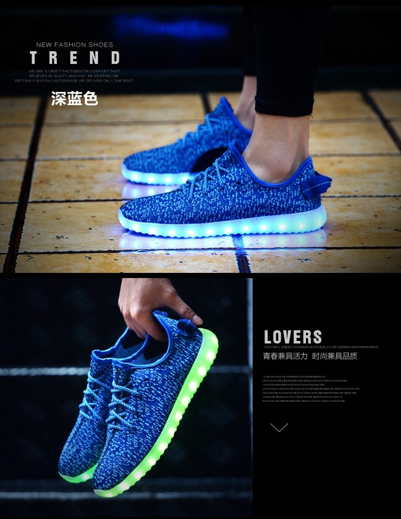 Blue Casual Luminous LED Shoes - Unisex Adult