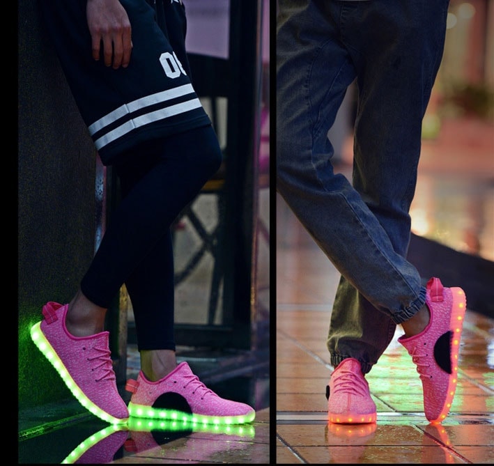 Pink Casual Luminous LED Shoes - Female