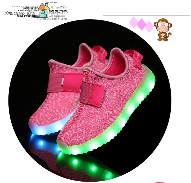 Pink Casual Strap LED shoes - Kids