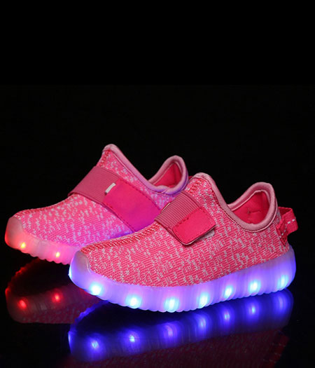 Pink Casual Strap LED shoes - Kids