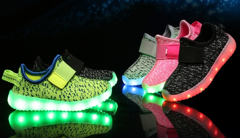 Black Red Casual LED shoes - Kids