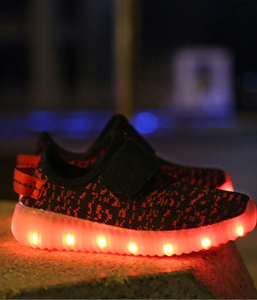 Black Red Casual LED shoes - Kids