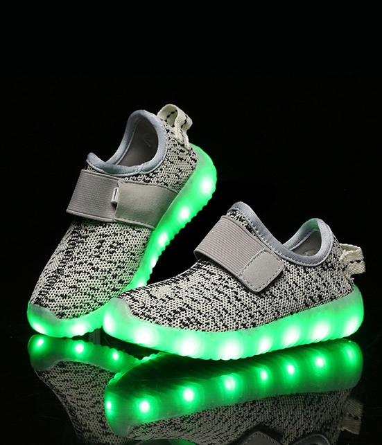 Gray Strap Casual LED shoes - Kids