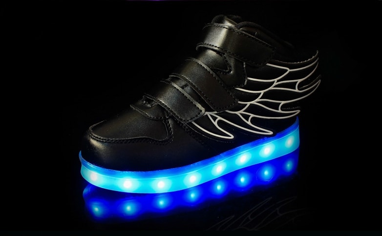 Black Angel Wing LED Shoes - Kids