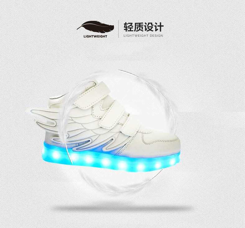 Black Angel Wing LED Shoes - Kids