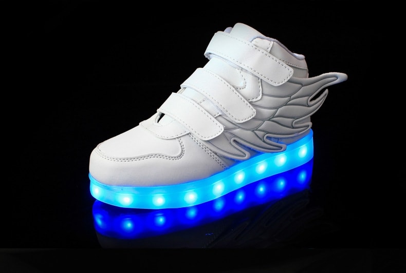 White Angel Wing Colorful LED Shoes - Kids