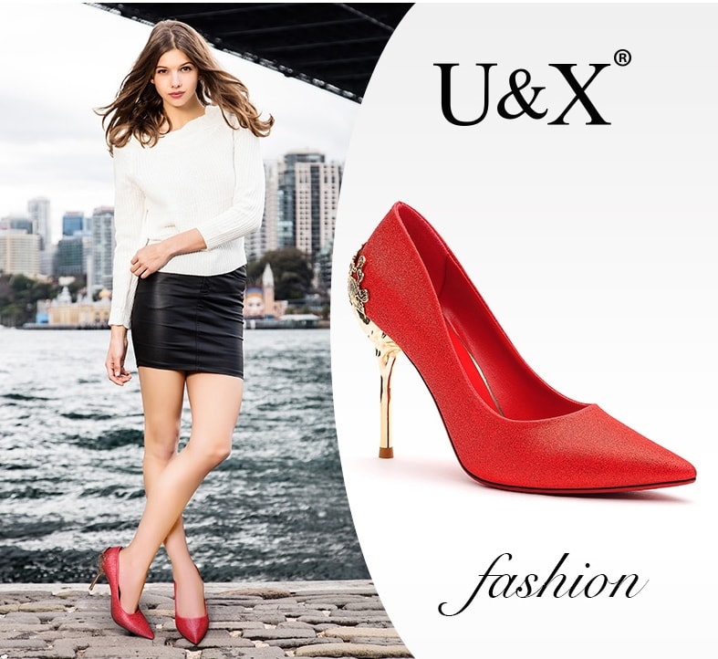 Red Metal High Heel Shoe U&X Original