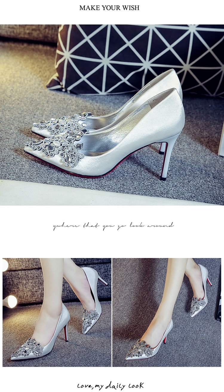 Silver Rhinestone Shoes U&X Original