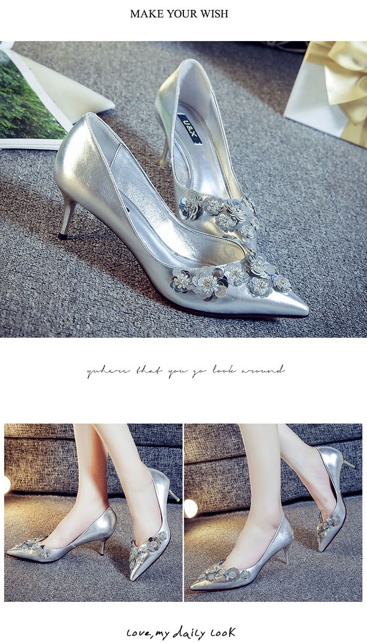 Silver Rhinestone Shoes U&X Original