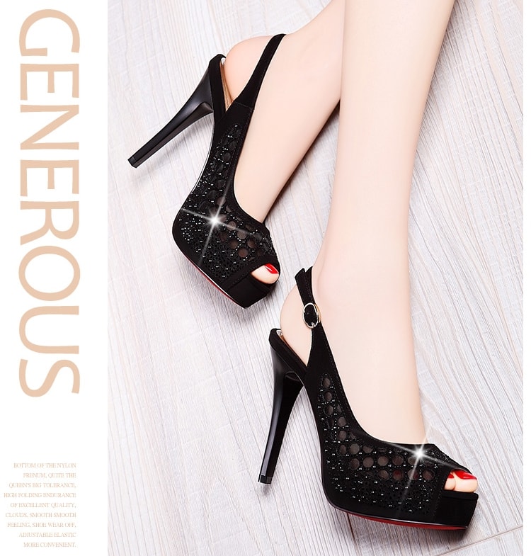 Black Mesh High Heel Shoes Moolecole Original