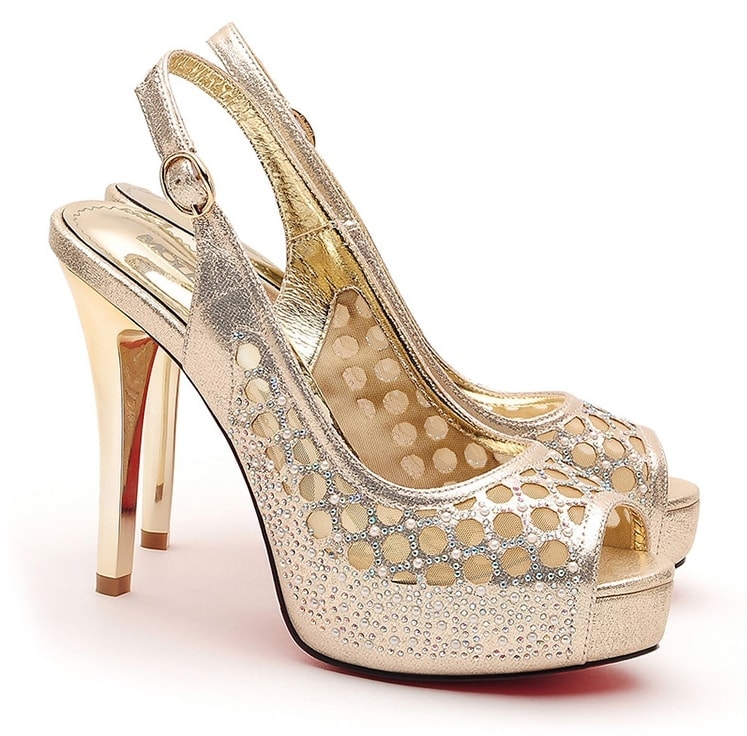 Gold Mesh High Heel Shoes Moolecole Original