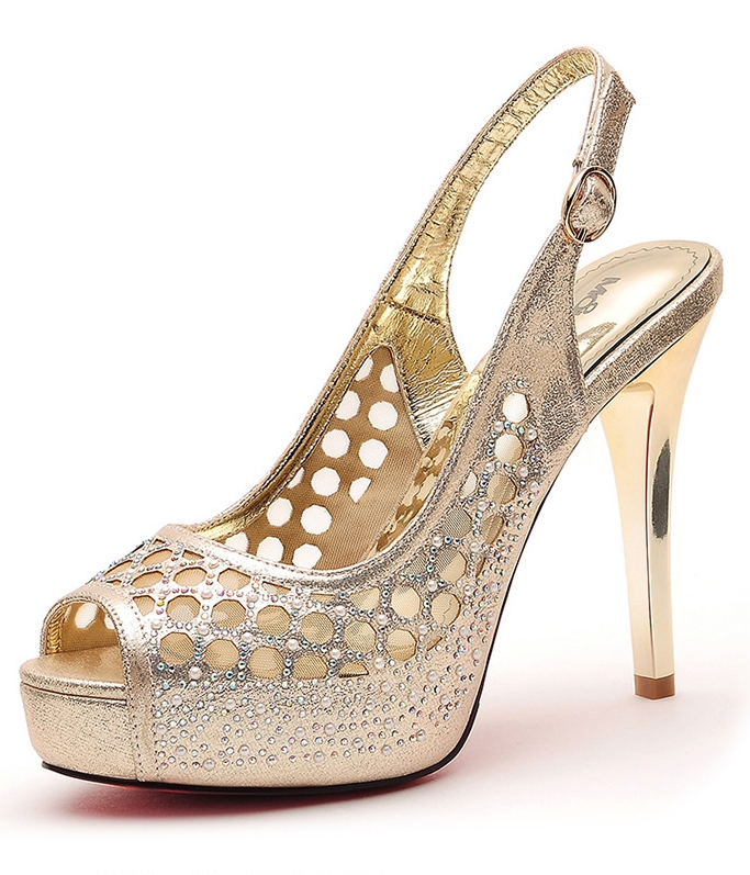 Gold Mesh High Heel Shoes Moolecole Original