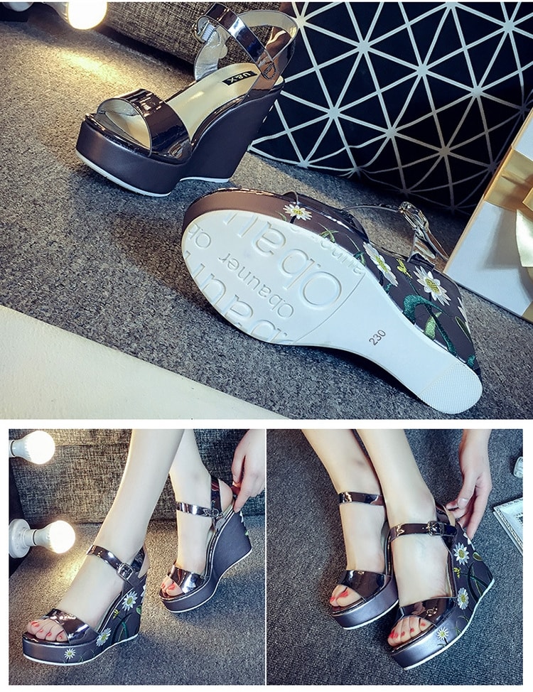 Dark Grey High Heel Wedges U&X Original