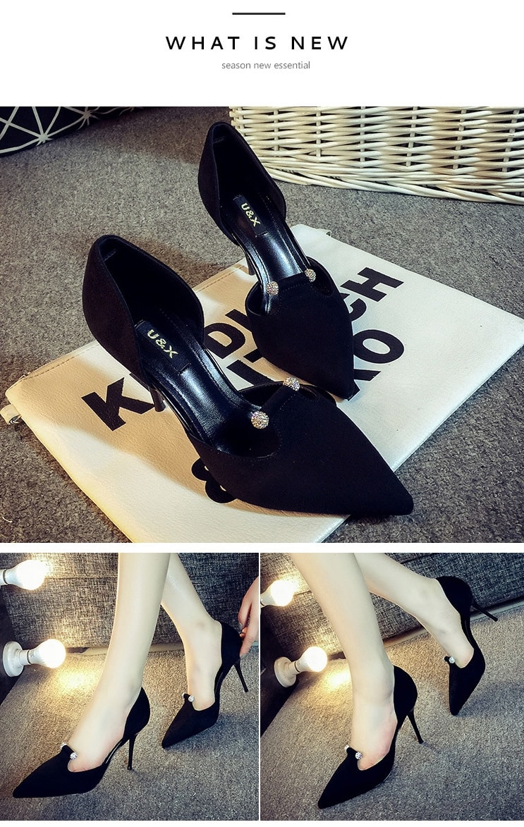 Black High Heel Pointed Shoe U&X Original