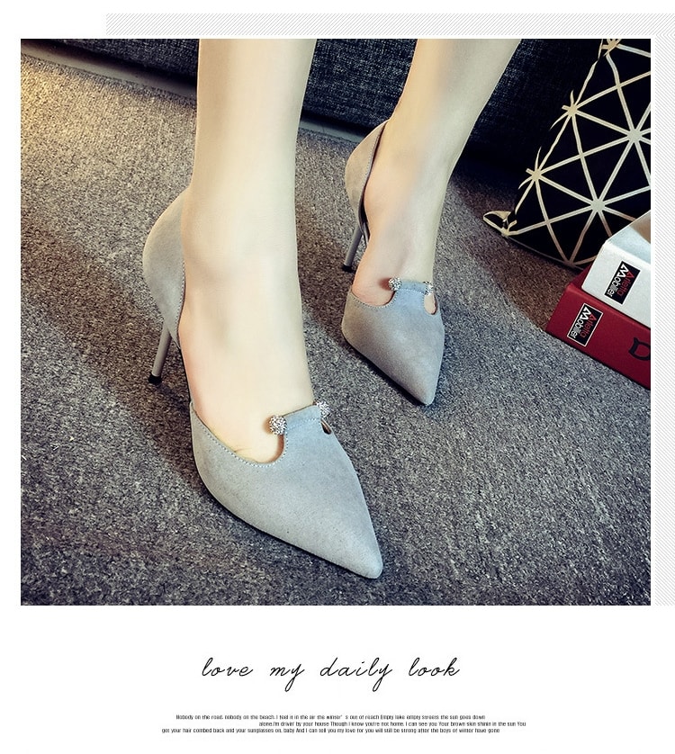 Gray High Heel Pointed Shoe U&X Original