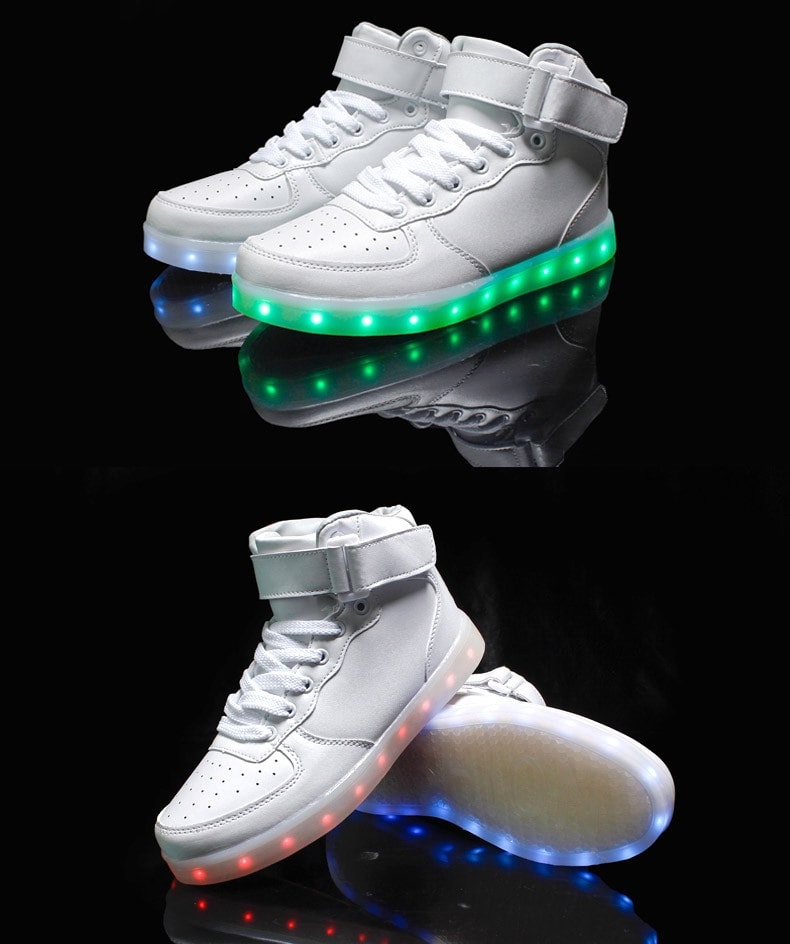 White High Strap LED Shoes - Unisex Adult