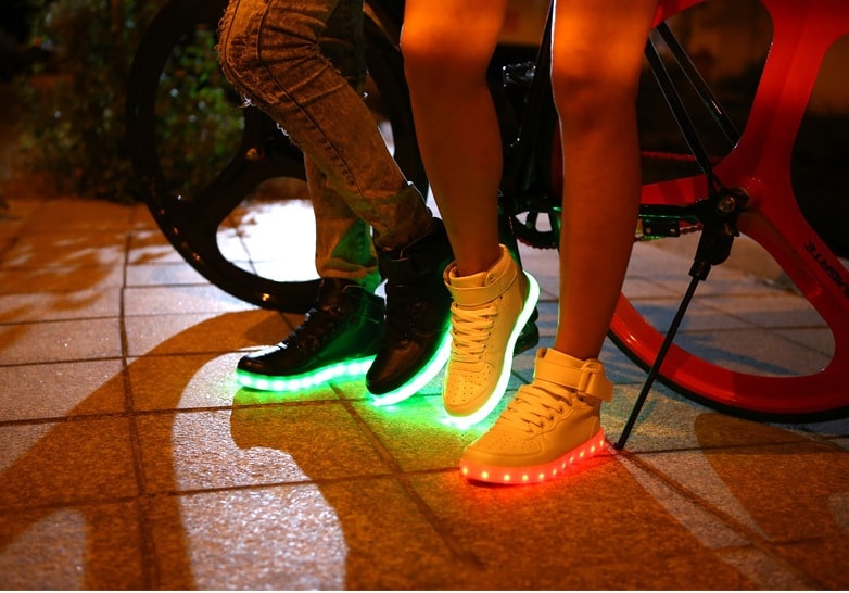 White High Strap LED Shoes - Unisex Adult