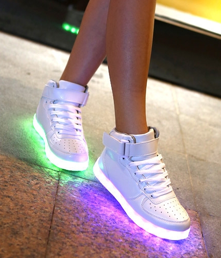 White High Strap LED Shoes - Unisex Adult