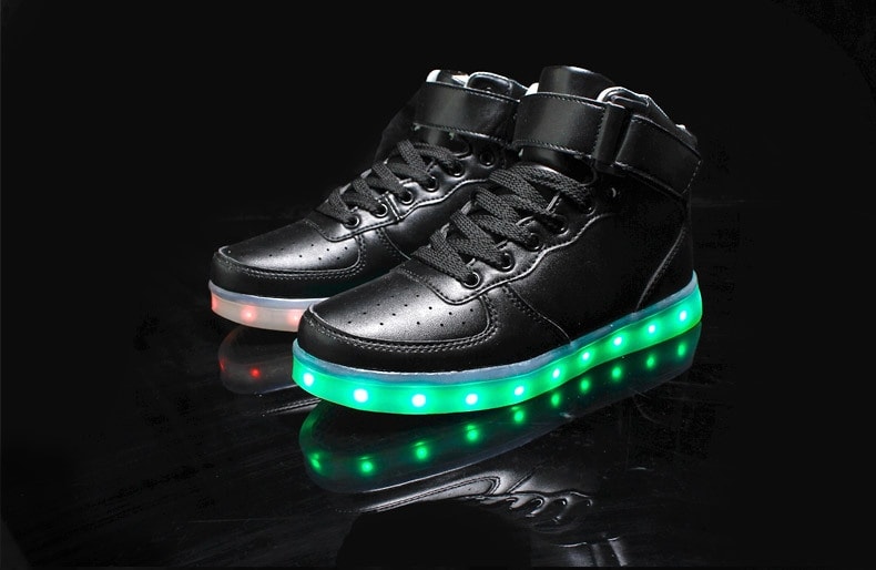 Black High Strap LED Shoes - Unisex Adult