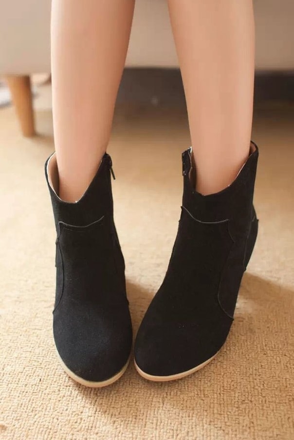 Black Casual Suede Boots Import