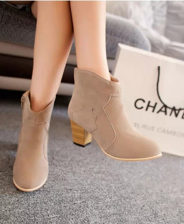 Beige Casual Suede Boots Import