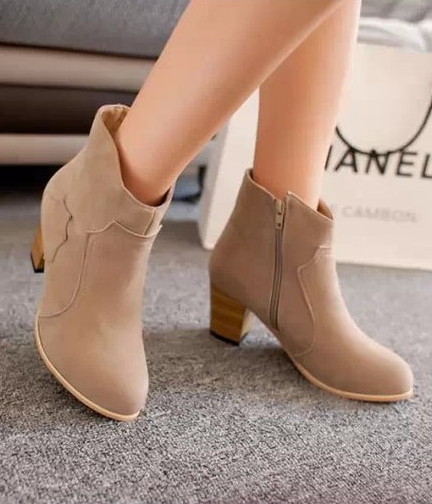 Beige Casual Suede Boots Import