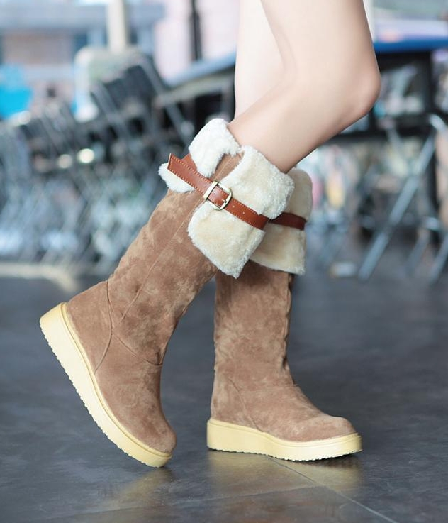 Brown Flat Cotton Boots Import