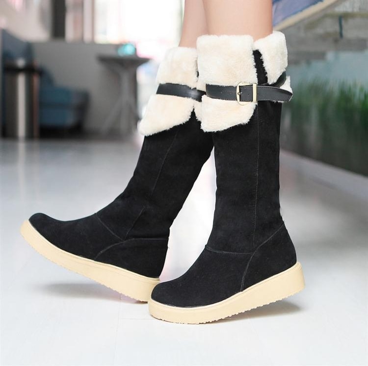 Black Flat Cotton Boots Import