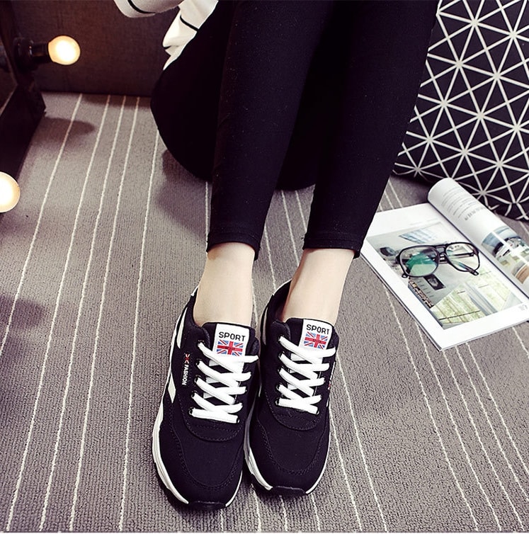 Black Casual Sport Sneakers Import