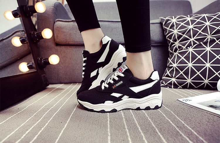 Black Casual Sport Sneakers Import