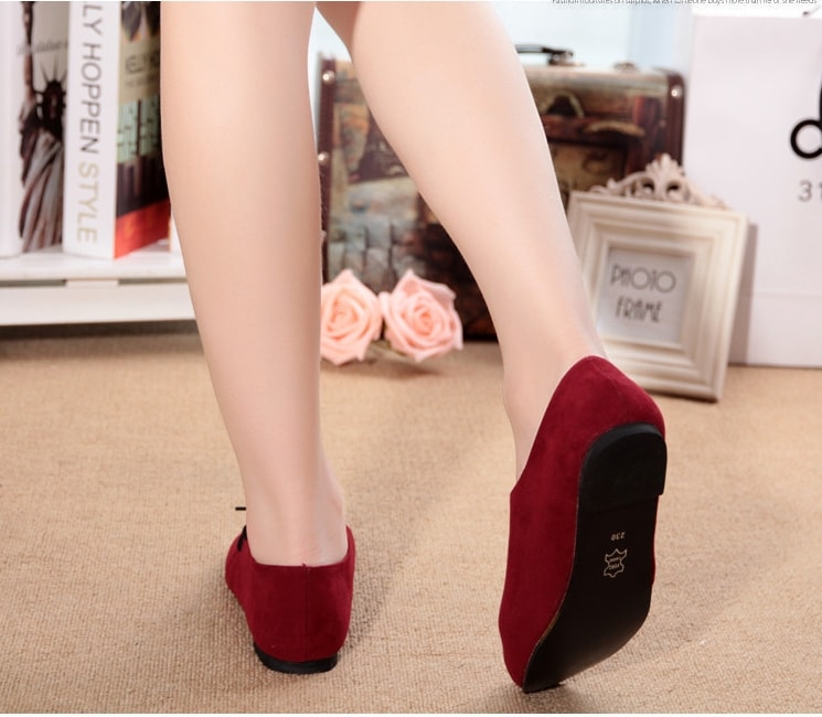 Red Korean Flat Shoes Import