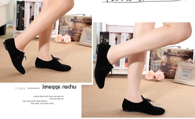 Black Korean Flat Shoes Import