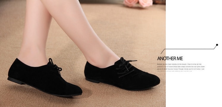 Black Korean Flat Shoes Import