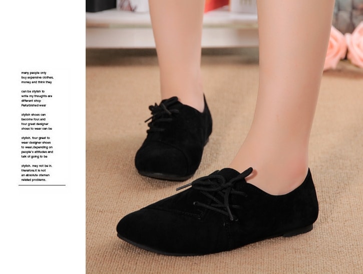 Black Korean Flat Shoes Import